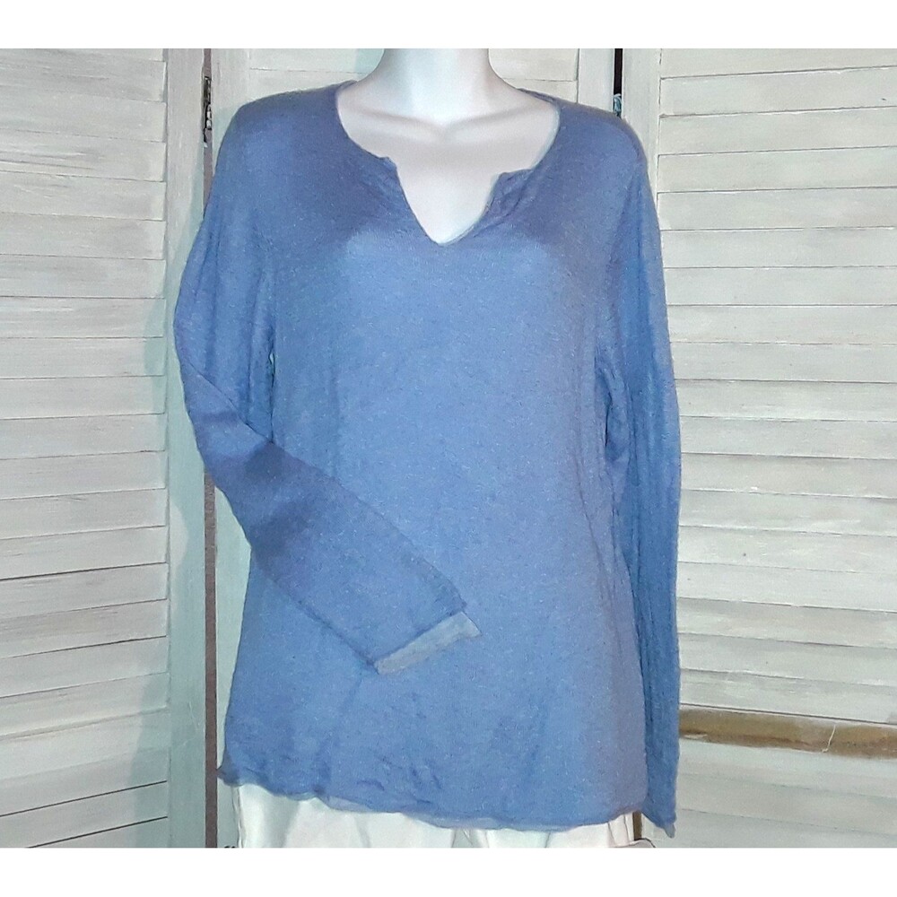Eileen Fisher Sweater Women's Size L Long Sleeve Layered Pullover Wool Viscose